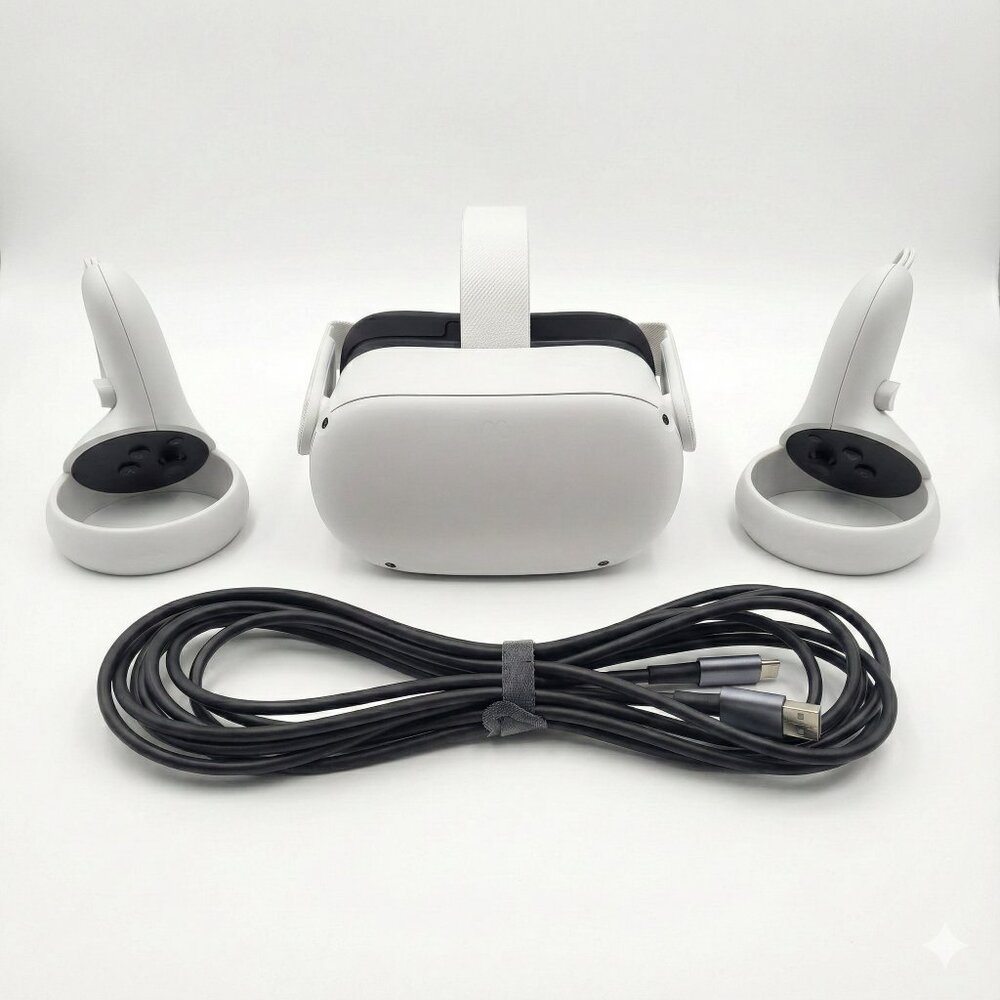 Meta Oculus Quest 2 With Controllers And USB Cable - Excellent condition/Tested